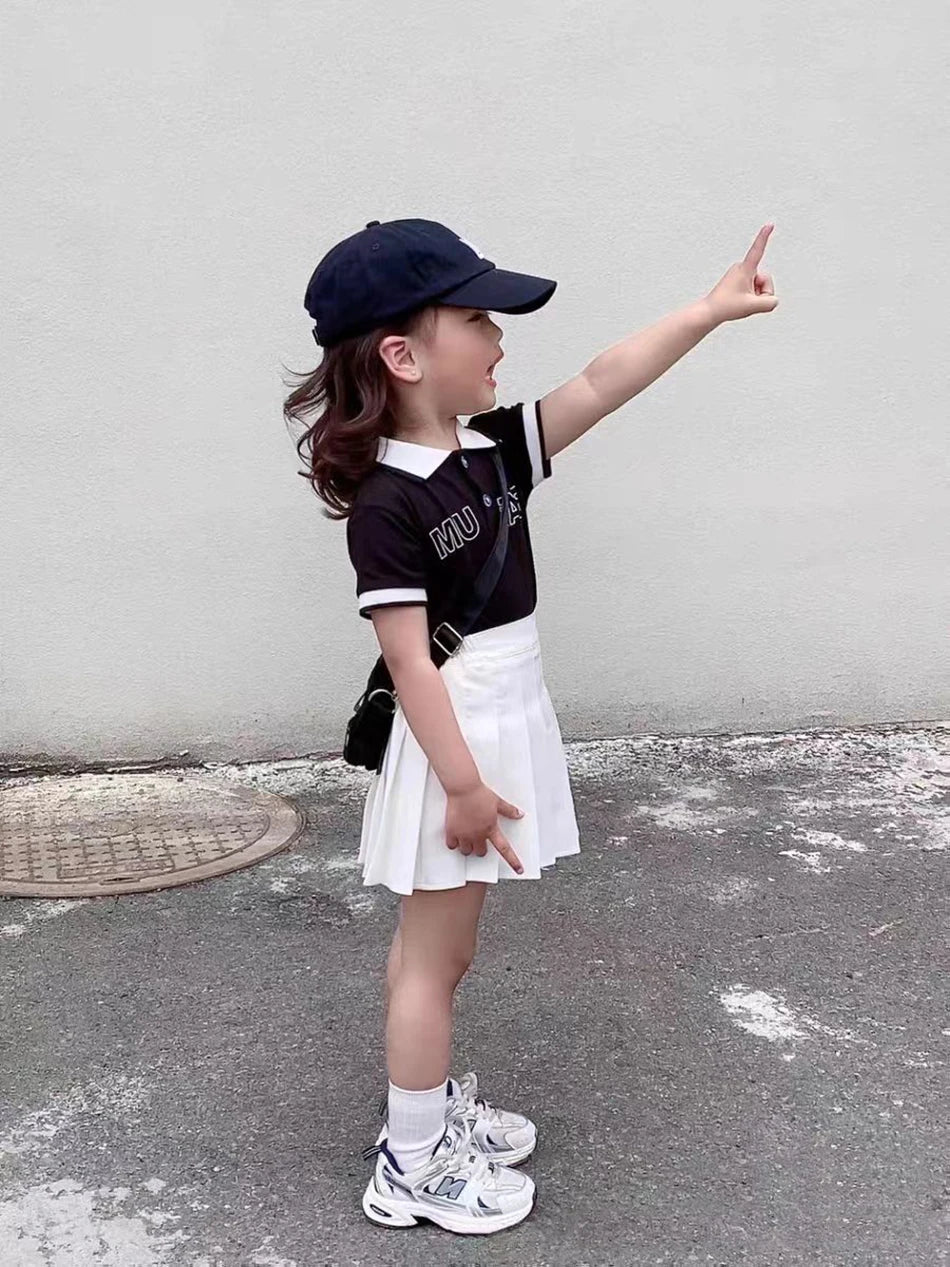 Teen Girl Summer Dress Kids Fashion Solid Color Pleated High Waist A-Line Skirt Children Casual Elastic Waist Mini Skirt Bottoms