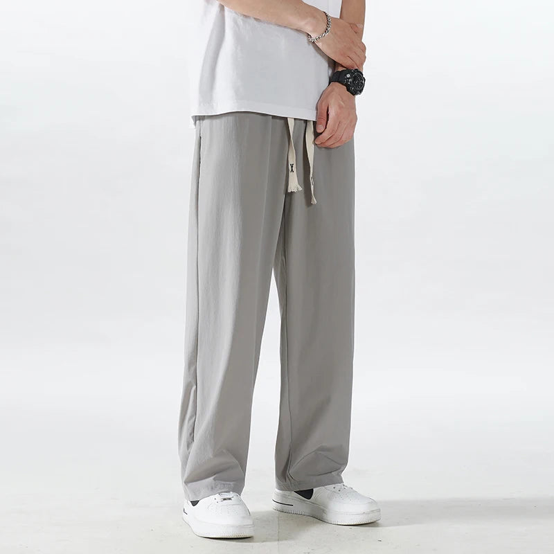 Extra Long 120cm Lce Silk Men's Pants Summer Thin 190 Tall Straight Leg Pants Men's Extended 115 Large Men's Pants