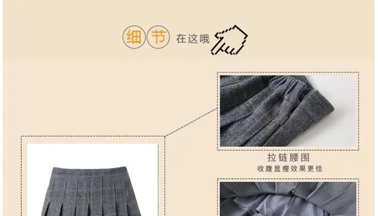 Girls Skirts spring Autumn Vintage Pleated Plaid Skirts School Teens Girl Spring Kids Skirt Children Clothing 2-14Yrs