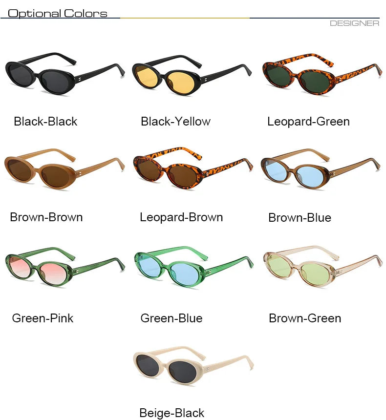 Retro Vintage Oval Sunglasses Woman 2024 Brand Designer Round Sun Glasses Men UV400 Punk Style Luxury Eyewear Female Oculus