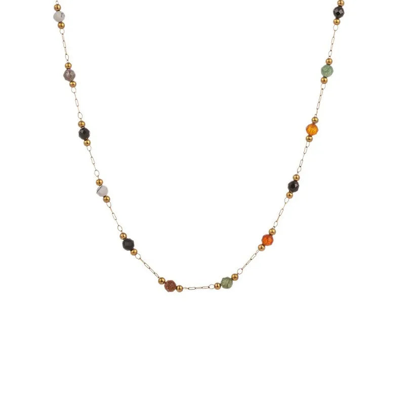 Kolmnsta Colorful Round Beads Necklace Charm Choker Bracelet Set For Women Girls Anniversary Birthday Party Gift Fashion Jewelry