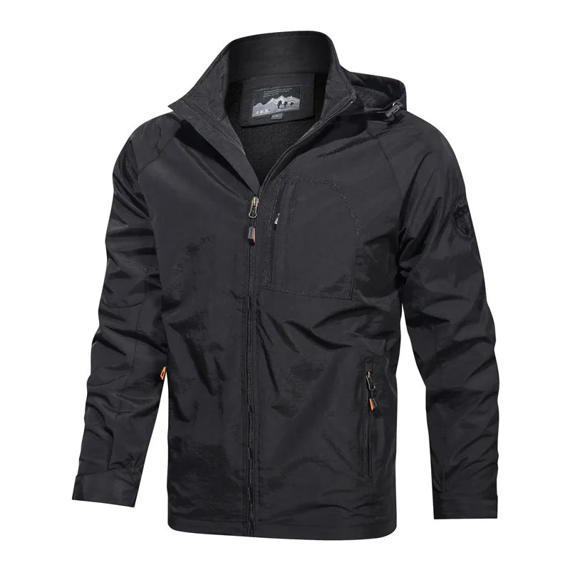 ARC Outdoor Men's, Fishing, Mountain Climbing, Traveling, Solid Color, Skiing, Camping, Waterproof and Breathable Hooded Jacket