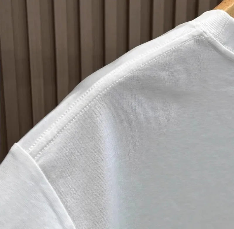 Hot Sale Summer Mens Fashion High Street Cartoon Patch Embroidery T Shirts Loose Fit Tees O Neck Short Sleeve Casual 2025 New