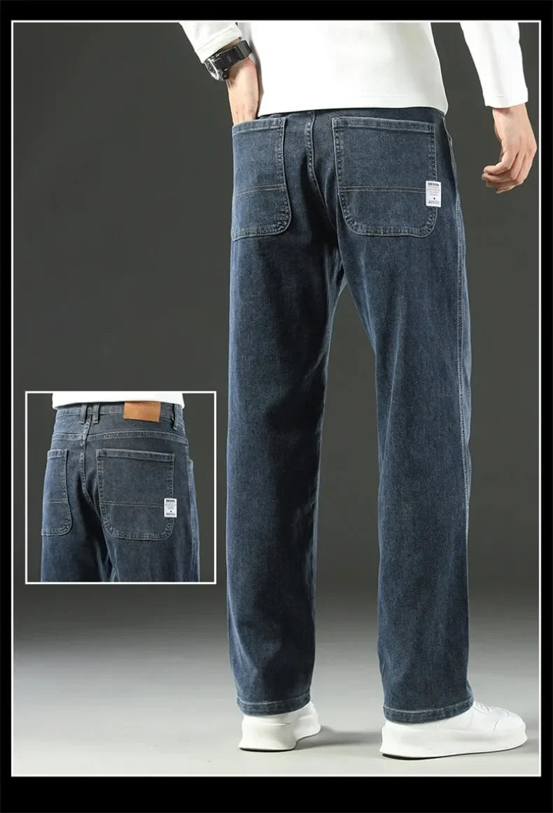 2025 New Style Y2 Spring and Autumn Loose Jeans Men's Baggy Straight Wide Leg Business Casual Pants Brand Men's Clothing