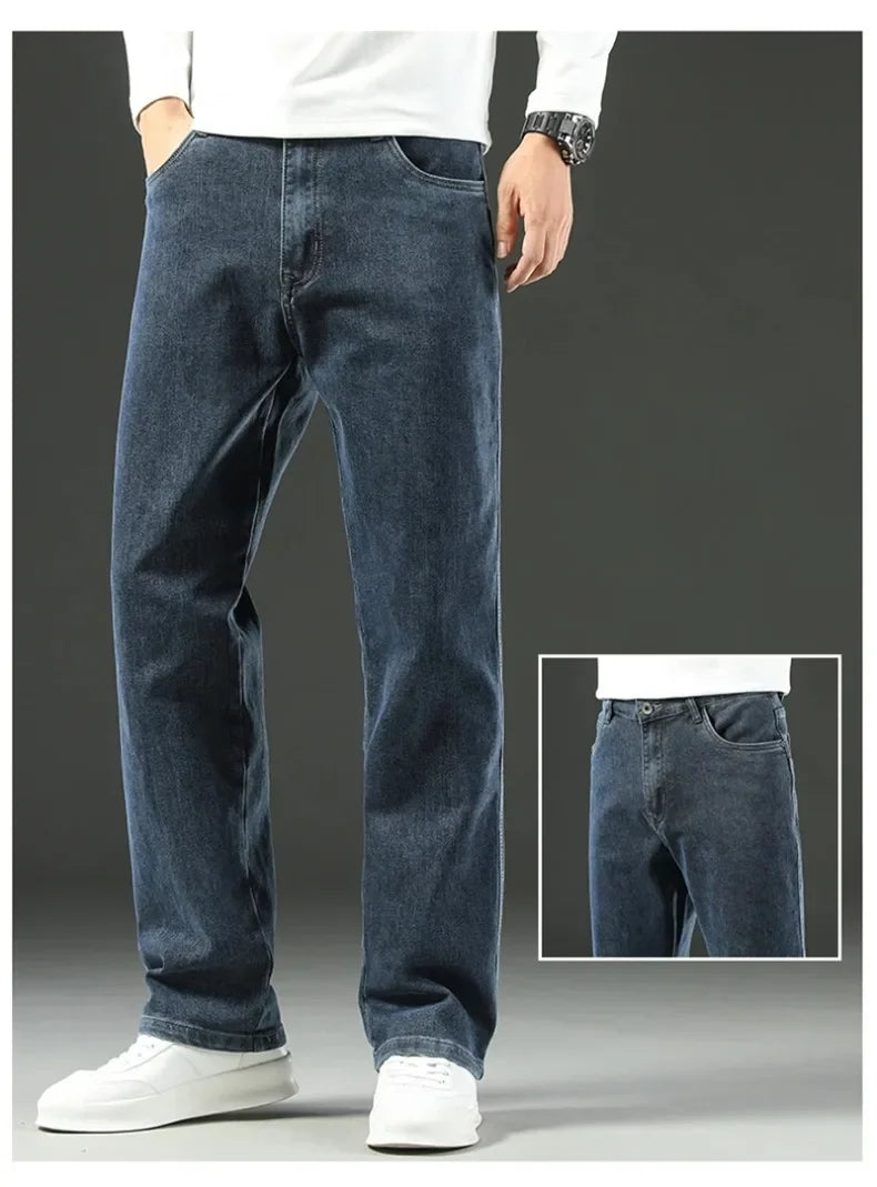 2025 New Style Y2 Spring and Autumn Loose Jeans Men's Baggy Straight Wide Leg Business Casual Pants Brand Men's Clothing