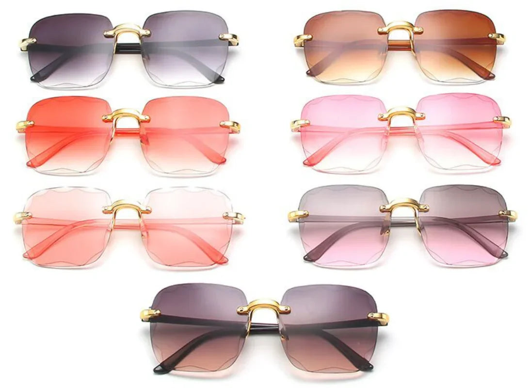 Classic Vintage Square Sunglasses Woman Gradient Mirror Frameless Sun Glasses Female Retro Fashion Rimless Sunglasses