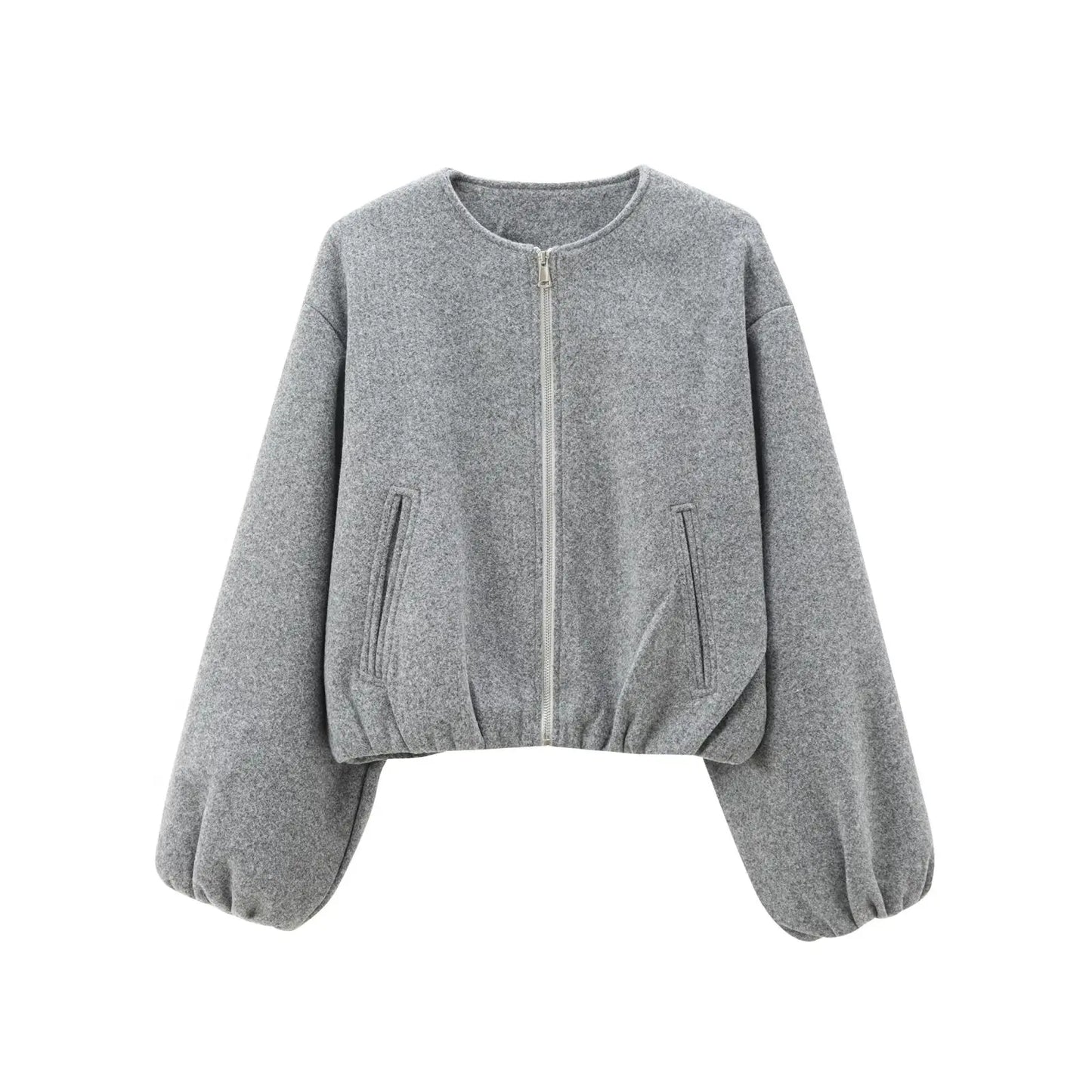 TRAF Red Zipper Bomber Jackets for Women Soft Cropped Jackets Woman 2024 Long Sleeve Woman's Sports Jacket New in Outerwears