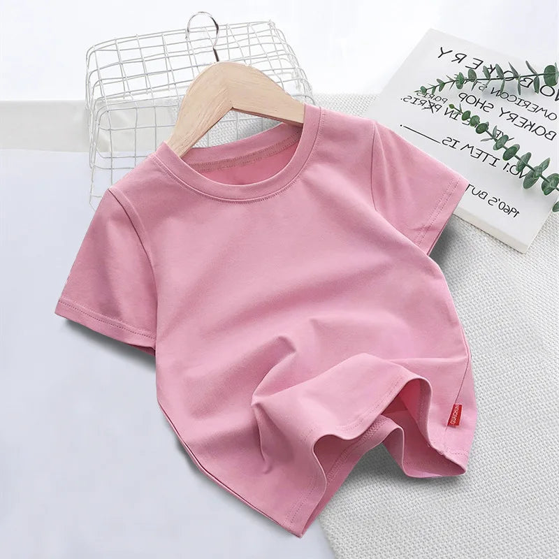 New Summer Children's T-shirts for Boys and Girls Round Neck Casual Short Sleeves for Kids Student Fashion Tops