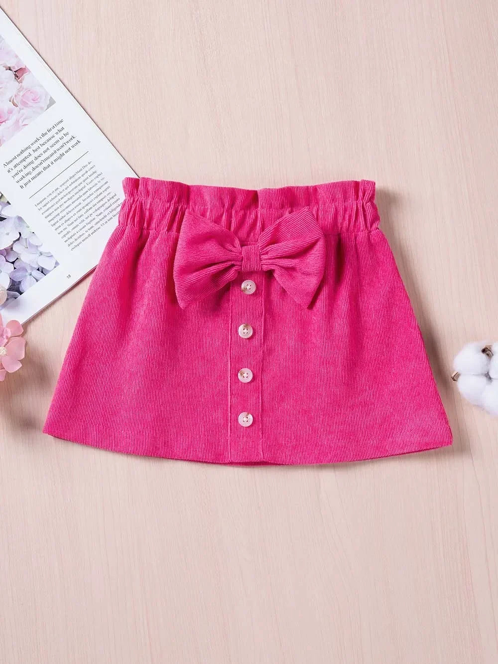 New Summer Girls Toddler Solid Colour Bustier Bow Button Design Sweet and Lovely Skirt Casual Comfortable Breathable