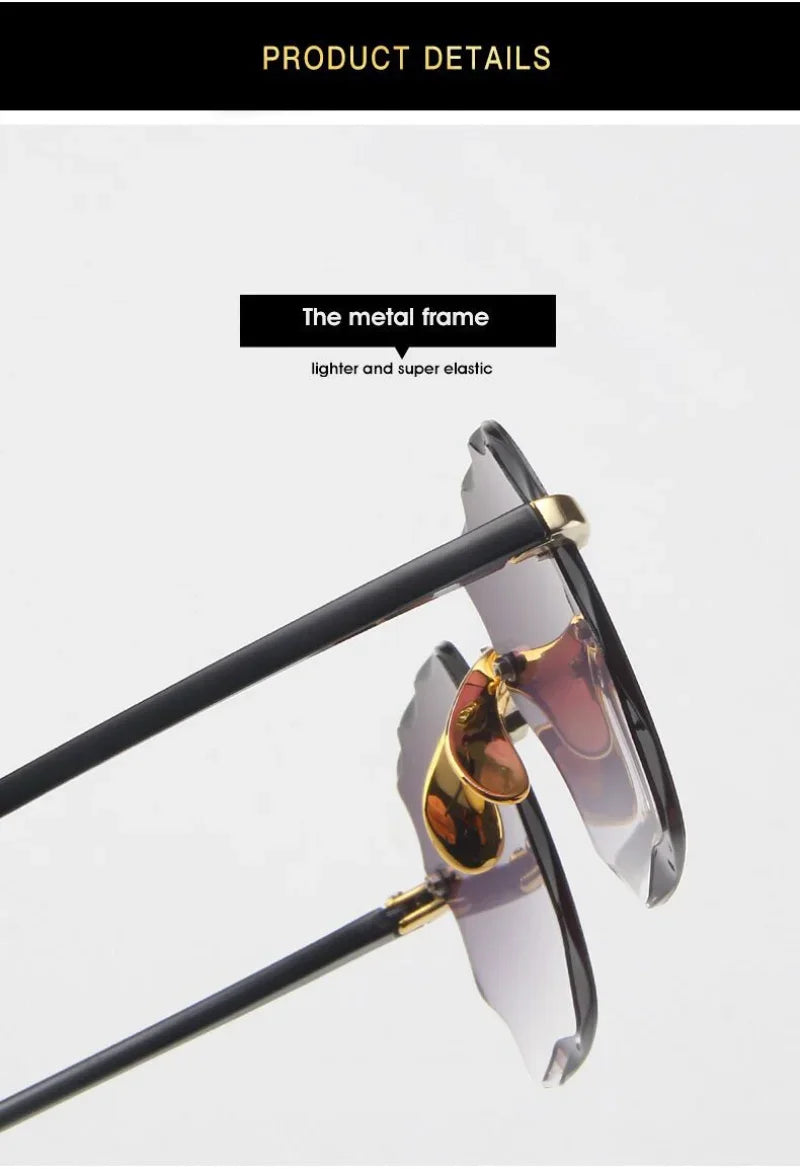 Classic Vintage Square Sunglasses Woman Gradient Mirror Frameless Sun Glasses Female Retro Fashion Rimless Sunglasses