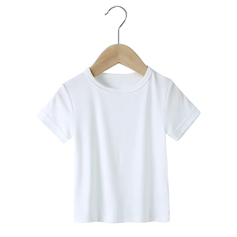 2025 Summer Breathable Kids Boy Girl T-Shirts Clothes Modal Solid Short Sleeve Tops For Infant Baby Tees Children's Clothing