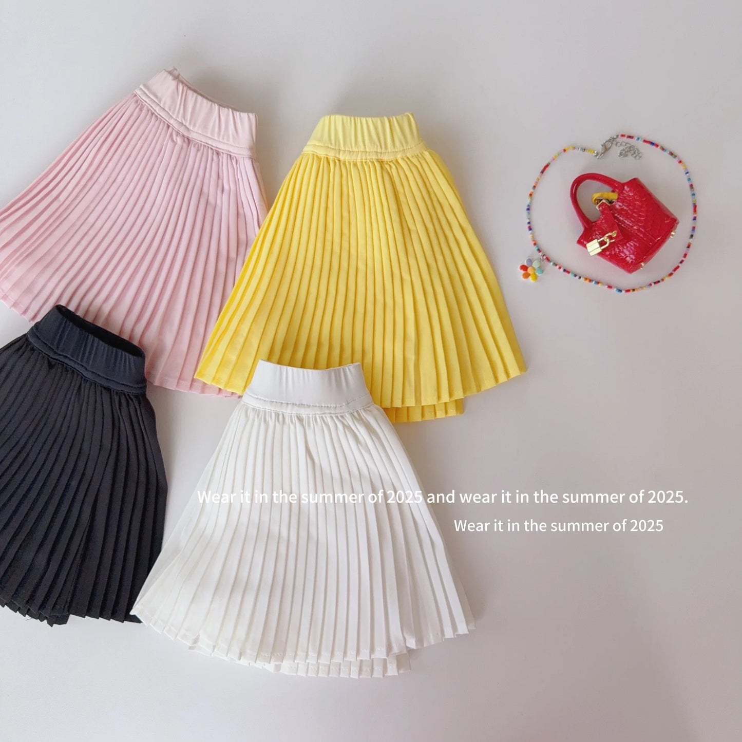 2025 Summer New Sweet Girls Shark Skin Yoga Skirt Kids High Waisted Tennis Skirt Baby Girl Solid Pleated Skirt Children Clothes