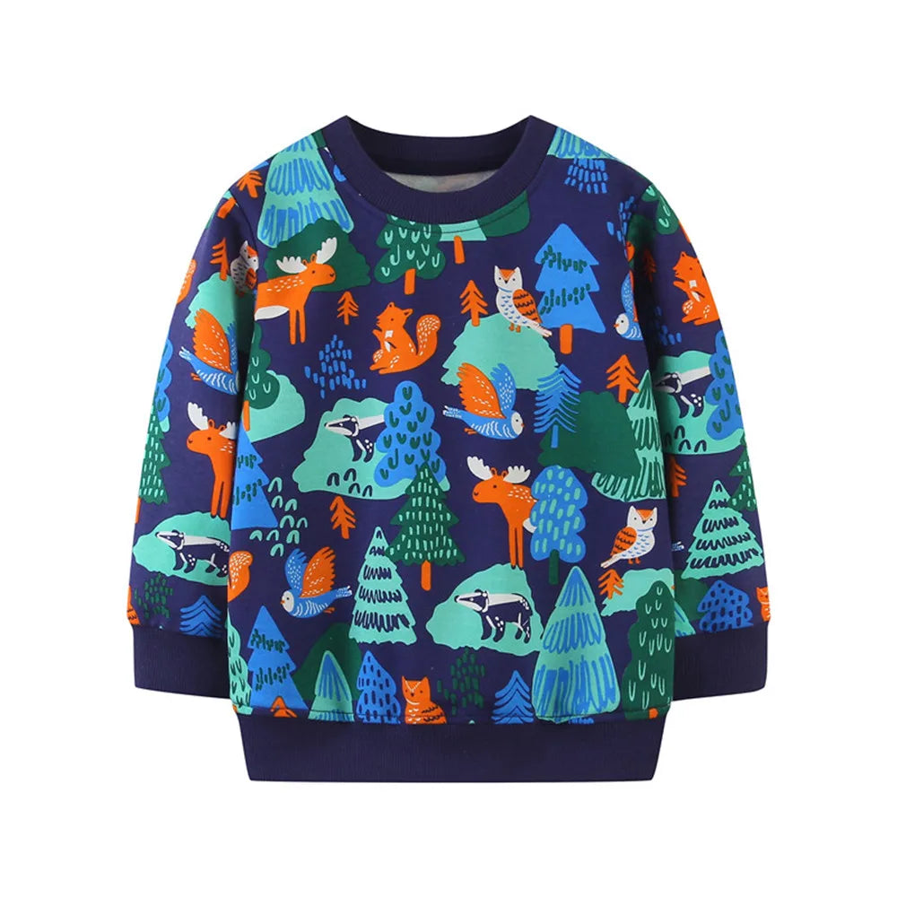 Jumping Meters 2-7T Boys Girls Sweatshirts Dinosaurs Long Sleeve Children's Clothing Animals Baby Hooded Shirts