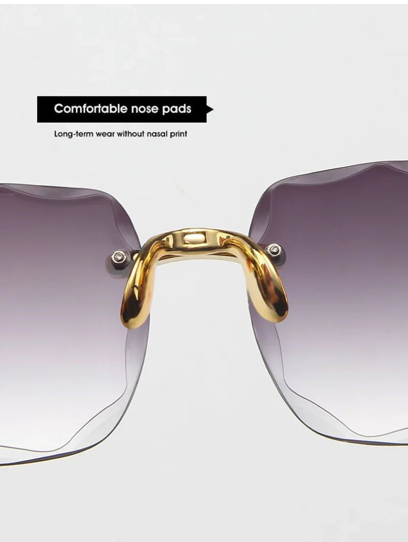 Classic Vintage Square Sunglasses Woman Gradient Mirror Frameless Sun Glasses Female Retro Fashion Rimless Sunglasses