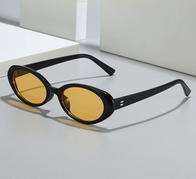 Retro Vintage Oval Sunglasses Woman 2024 Brand Designer Round Sun Glasses Men UV400 Punk Style Luxury Eyewear Female Oculus