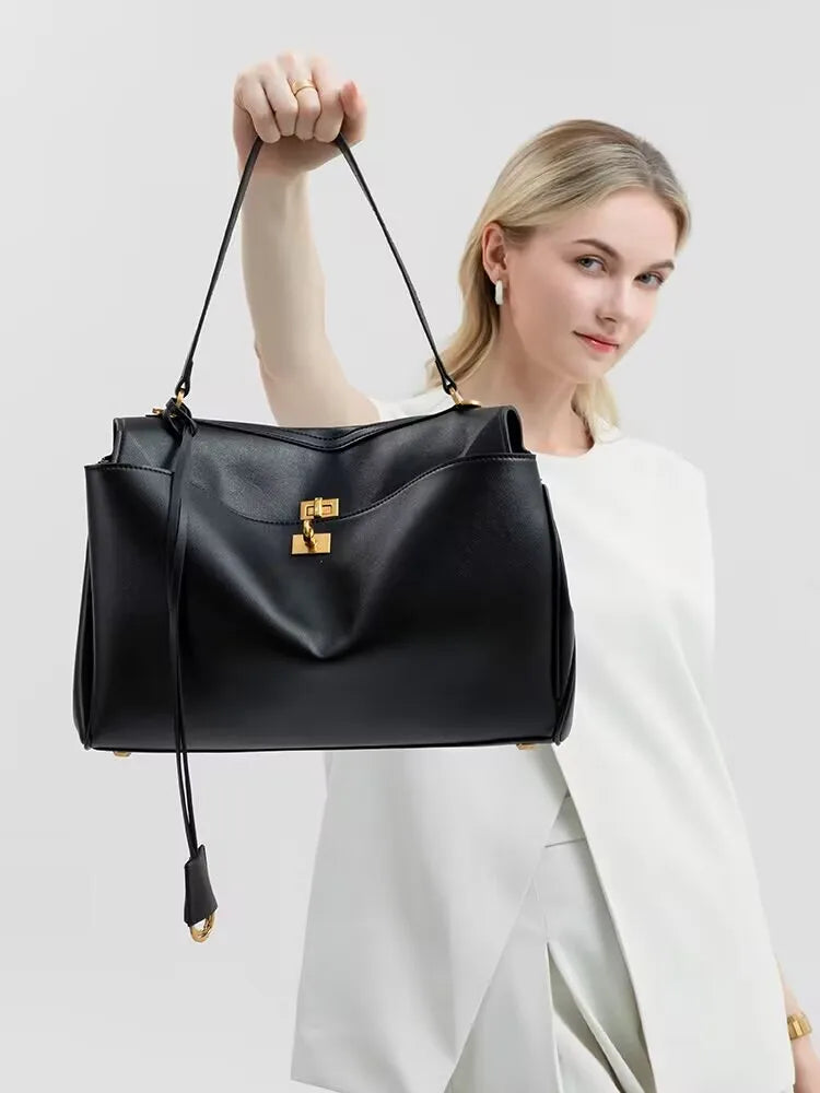 Woman Bags 2025 Luxury Brand Rodeo Spring Autumn Genuine Leather Women Totes Commute Gold Buckle Women Shoulder HandBags