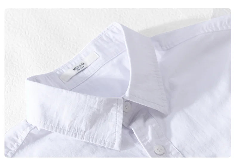 Summer Men's Casual Short Sleeve Comfortable Shirt 100% Cotton Sold Color Loose Simple Male Workwear Versatile Youth Fresh Shirt