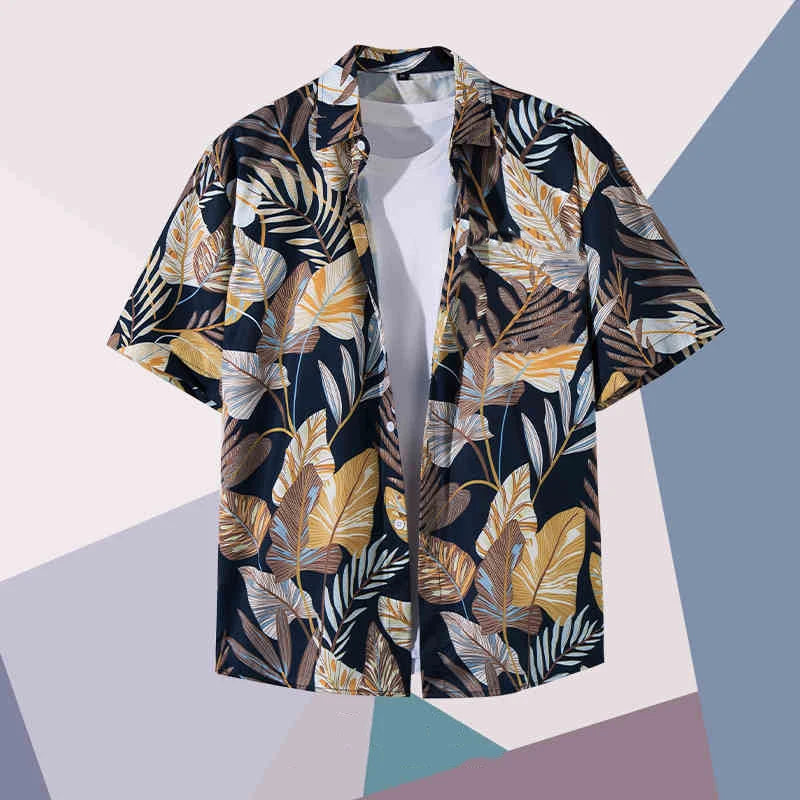 Simple Men's Shirts 3d Patchwork Printing Coconut Tree Men's Clothing Street Designer Short Sleeved Beach Party Hawaiian Shirts