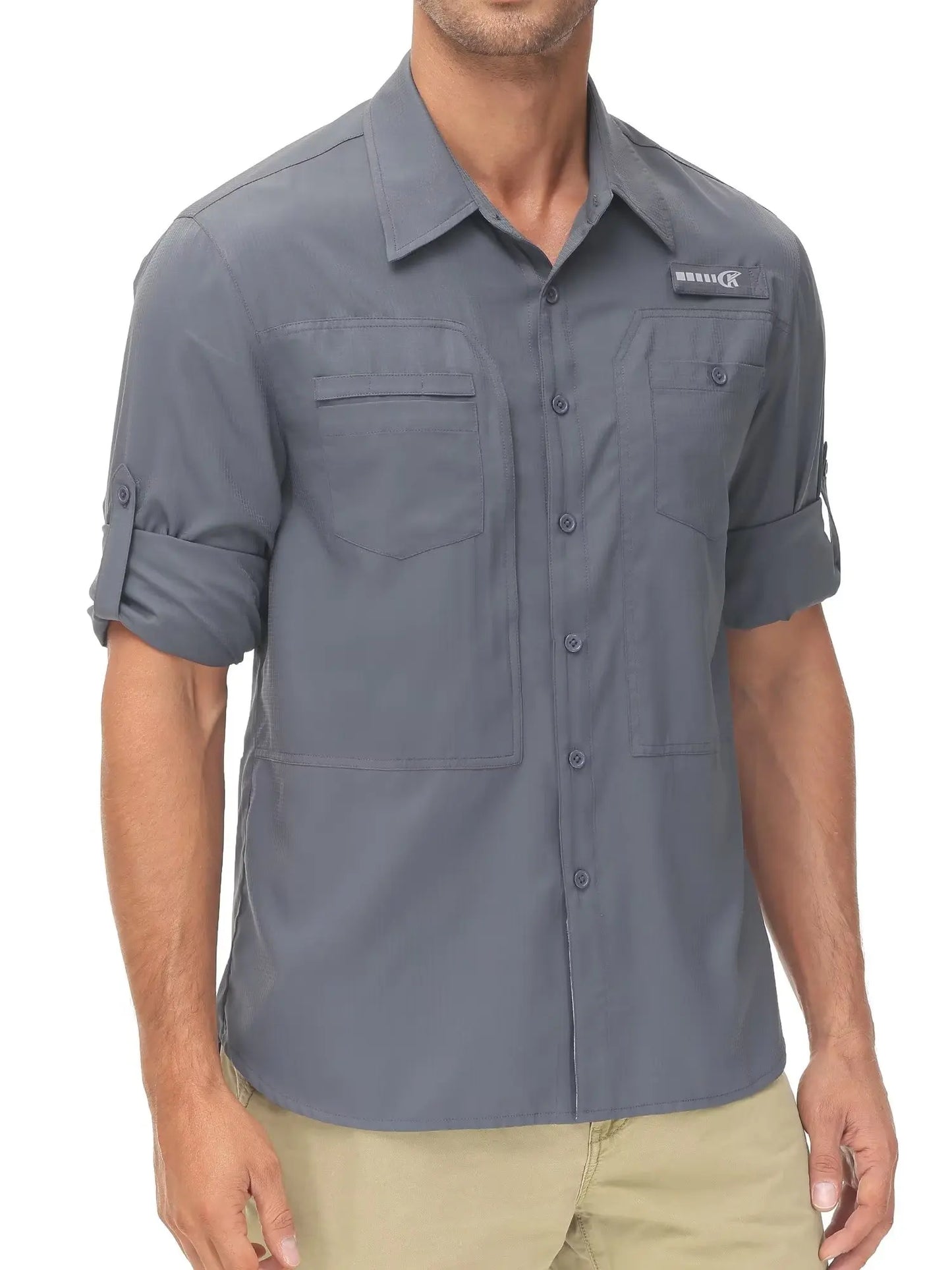 Men's UPF 50+ Casual Long Sleeve Fishing Shirts, Sun Protection Lightweight Breathable Button Down Fishing Shirt with Back Mesh