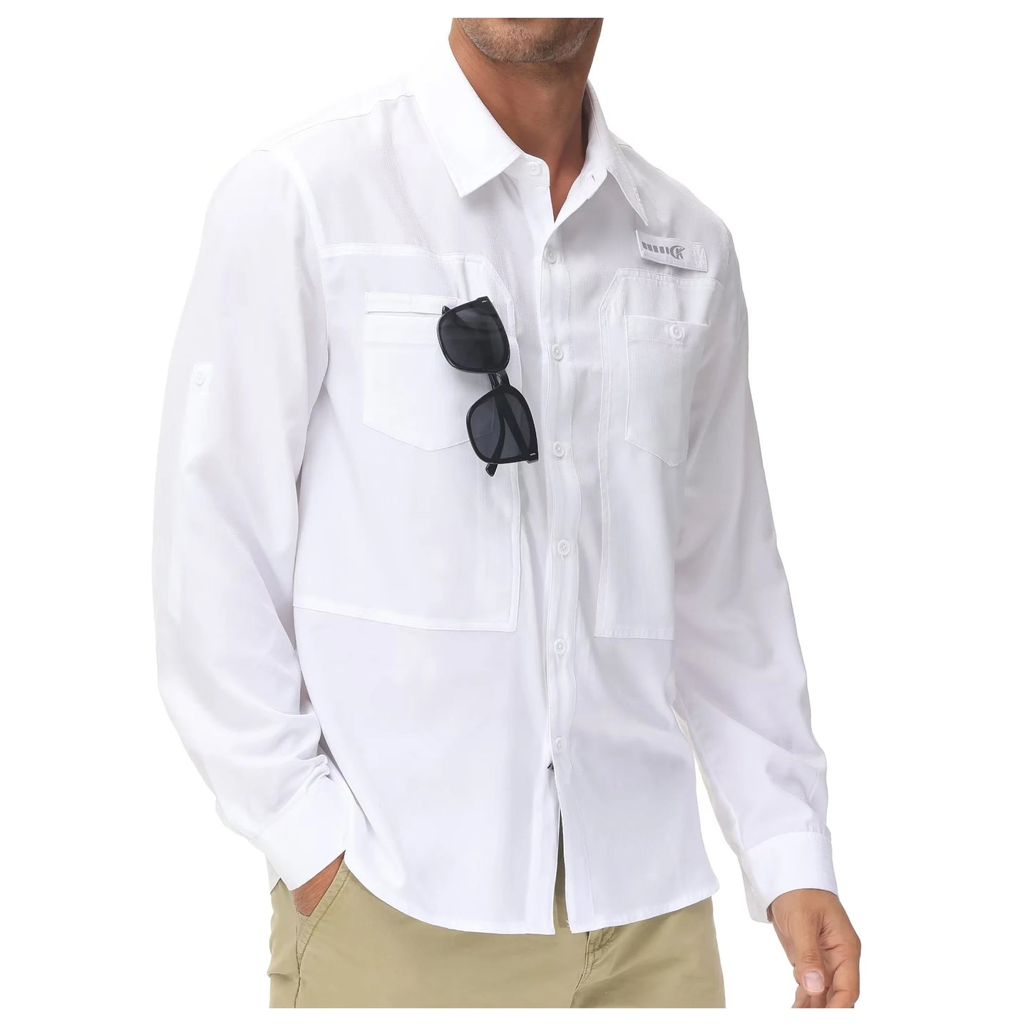 Men's UPF 50+ Casual Long Sleeve Fishing Shirts, Sun Protection Lightweight Breathable Button Down Fishing Shirt with Back Mesh
