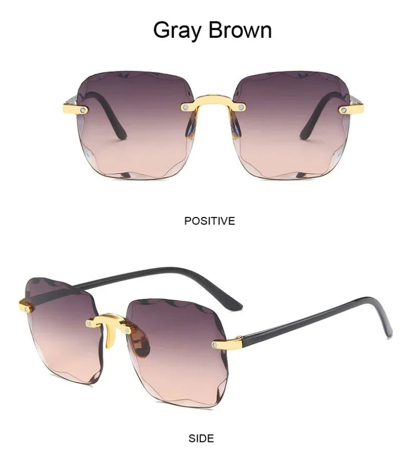 Classic Vintage Square Sunglasses Woman Gradient Mirror Frameless Sun Glasses Female Retro Fashion Rimless Sunglasses