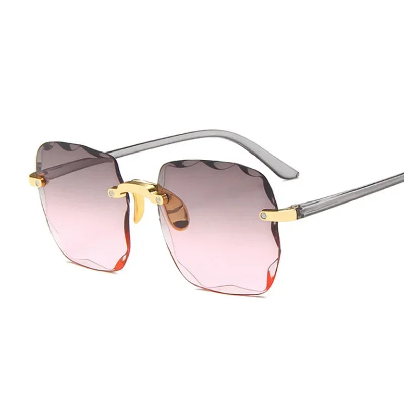 Classic Vintage Square Sunglasses Woman Gradient Mirror Frameless Sun Glasses Female Retro Fashion Rimless Sunglasses