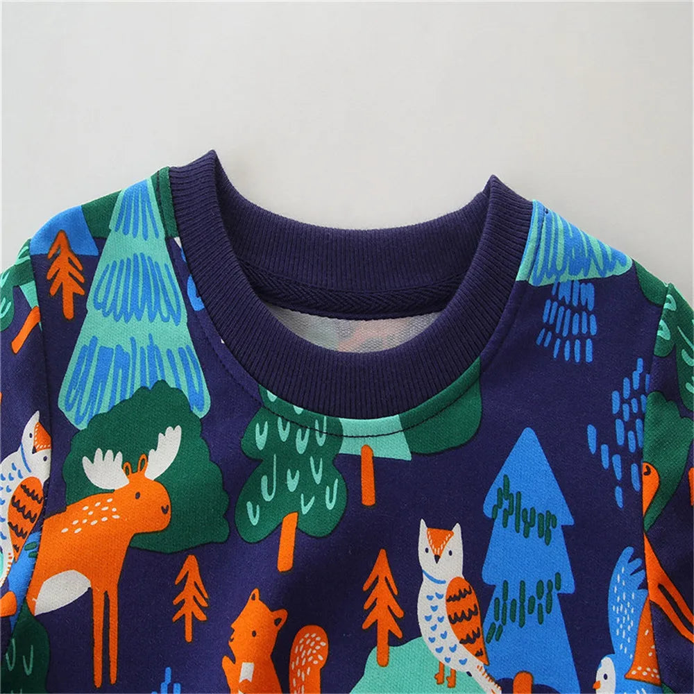Jumping Meters 2-7T Boys Girls Sweatshirts Dinosaurs Long Sleeve Children's Clothing Animals Baby Hooded Shirts
