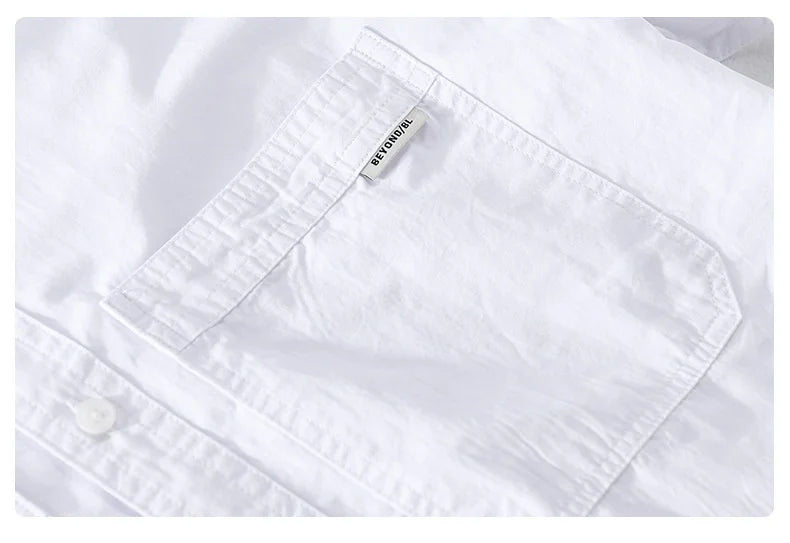 Summer Men's Casual Short Sleeve Comfortable Shirt 100% Cotton Sold Color Loose Simple Male Workwear Versatile Youth Fresh Shirt