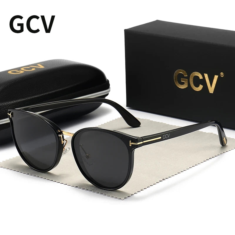 2025 GCV Polarized Lady Sunglasses Cat Eye Fashion Sun Glasses Luxury Woman Female Brand Ultralight Frame Tourism Party Leisu