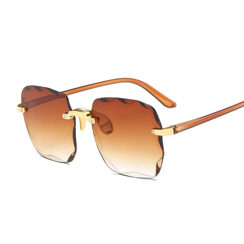 Classic Vintage Square Sunglasses Woman Gradient Mirror Frameless Sun Glasses Female Retro Fashion Rimless Sunglasses