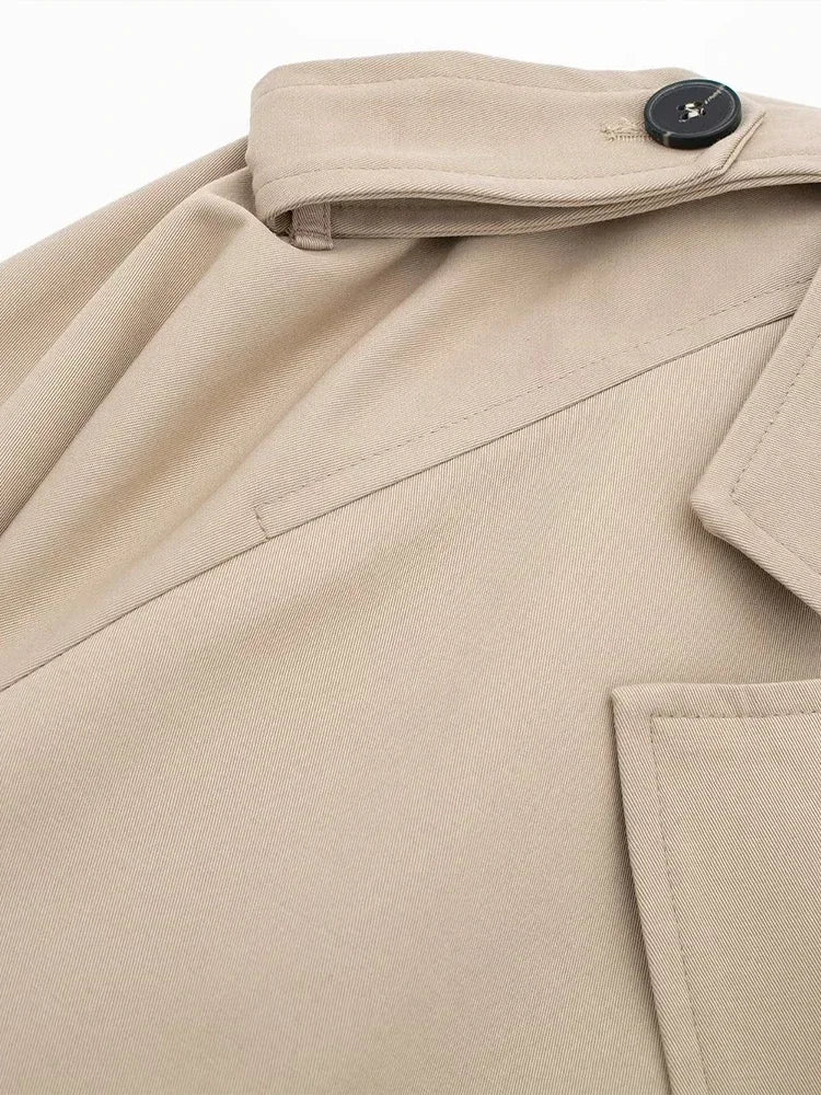 2025 Cropped Trench Coat with Belt - Vintage Double Breasted Spring Jacket for Women| Streetwear Outerwear