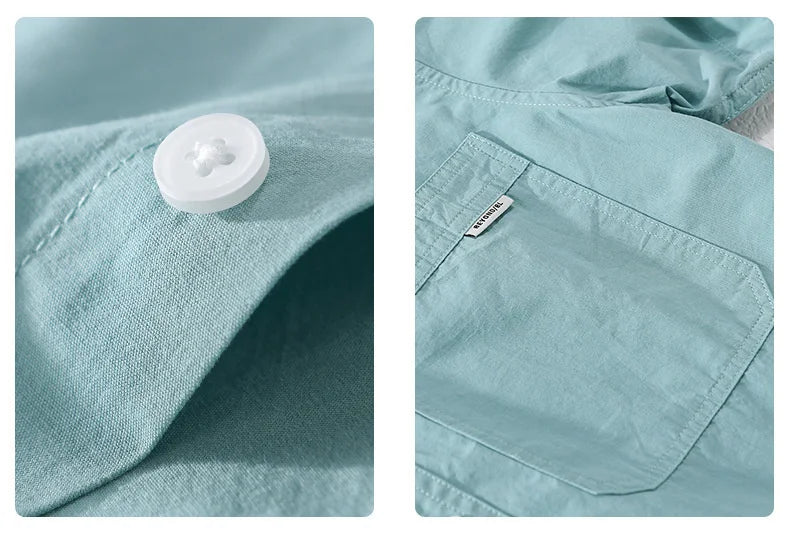 Summer Men's Casual Short Sleeve Comfortable Shirt 100% Cotton Sold Color Loose Simple Male Workwear Versatile Youth Fresh Shirt