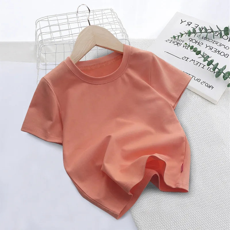 New Summer Children's T-shirts for Boys and Girls Round Neck Casual Short Sleeves for Kids Student Fashion Tops