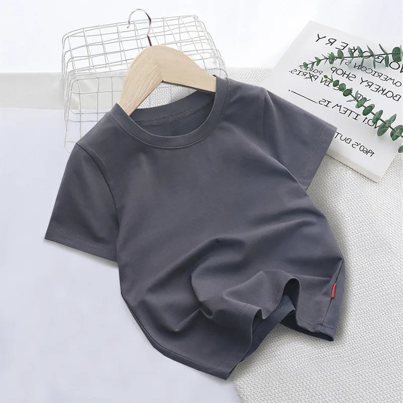 New Summer Children's T-shirts for Boys and Girls Round Neck Casual Short Sleeves for Kids Student Fashion Tops