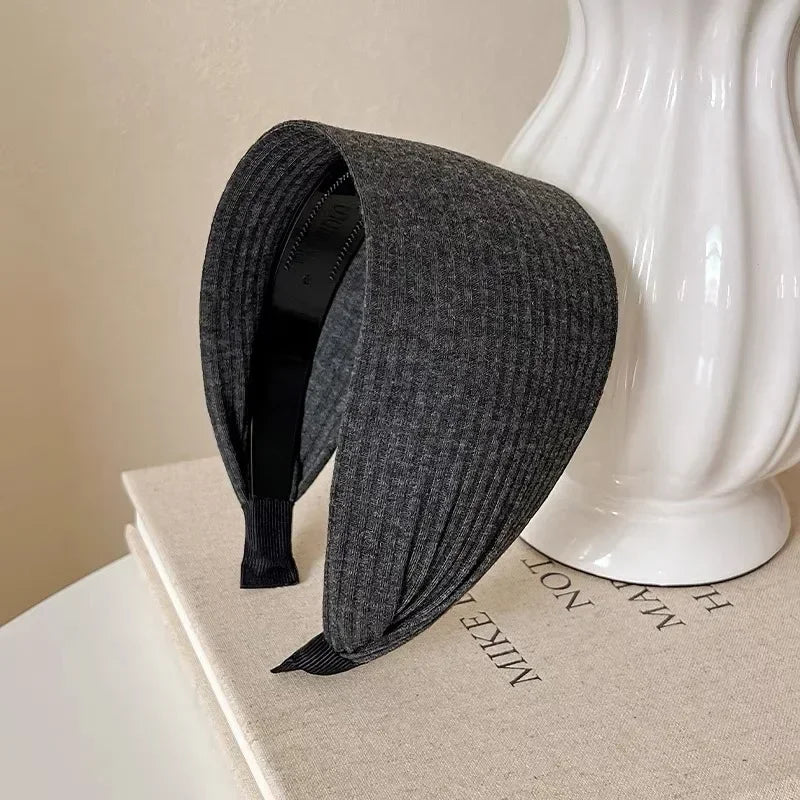 New Soft Wide Knitting Cotton Hairbands for Women Girls Korean Neutral Solid Turban with Teeth Head Band Headwear Accessories