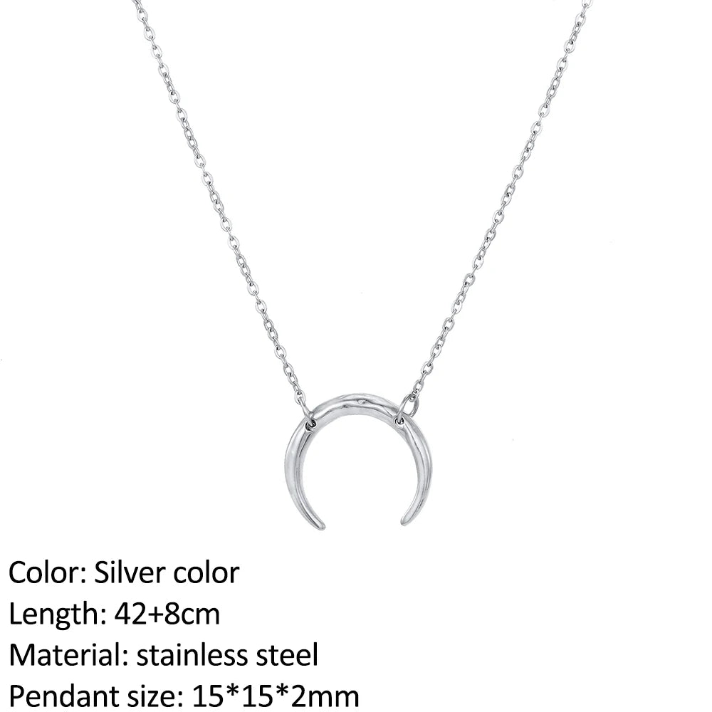 SUNIBI Fashion Stainless Steel Necklace for Woman Personality Infinity Cross Pendant Gold Color Necklaces on Neck Women Jewelry
