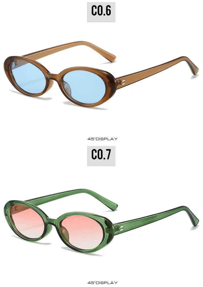 Retro Vintage Oval Sunglasses Woman 2024 Brand Designer Round Sun Glasses Men UV400 Punk Style Luxury Eyewear Female Oculus