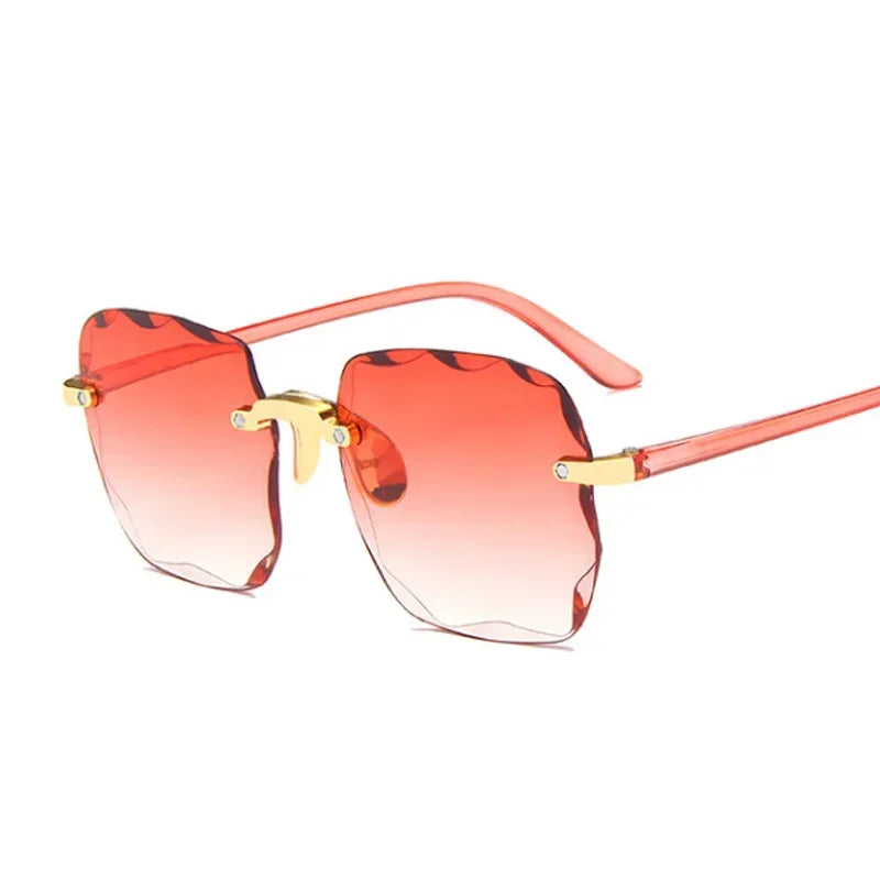 Classic Vintage Square Sunglasses Woman Gradient Mirror Frameless Sun Glasses Female Retro Fashion Rimless Sunglasses