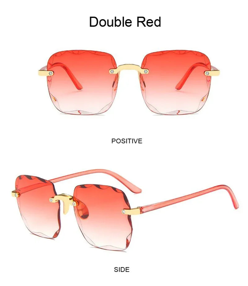 Classic Vintage Square Sunglasses Woman Gradient Mirror Frameless Sun Glasses Female Retro Fashion Rimless Sunglasses