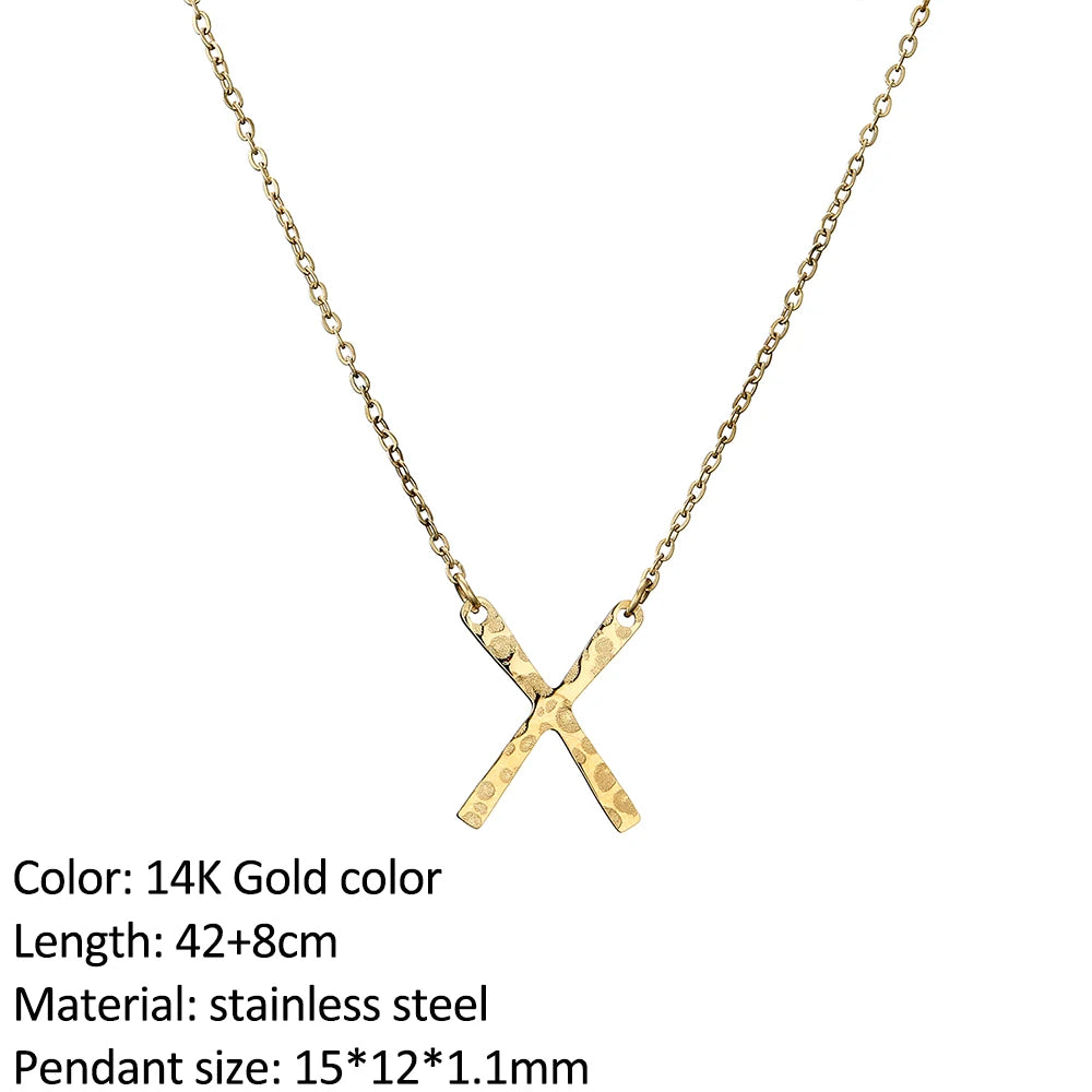 SUNIBI Fashion Stainless Steel Necklace for Woman Personality Infinity Cross Pendant Gold Color Necklaces on Neck Women Jewelry