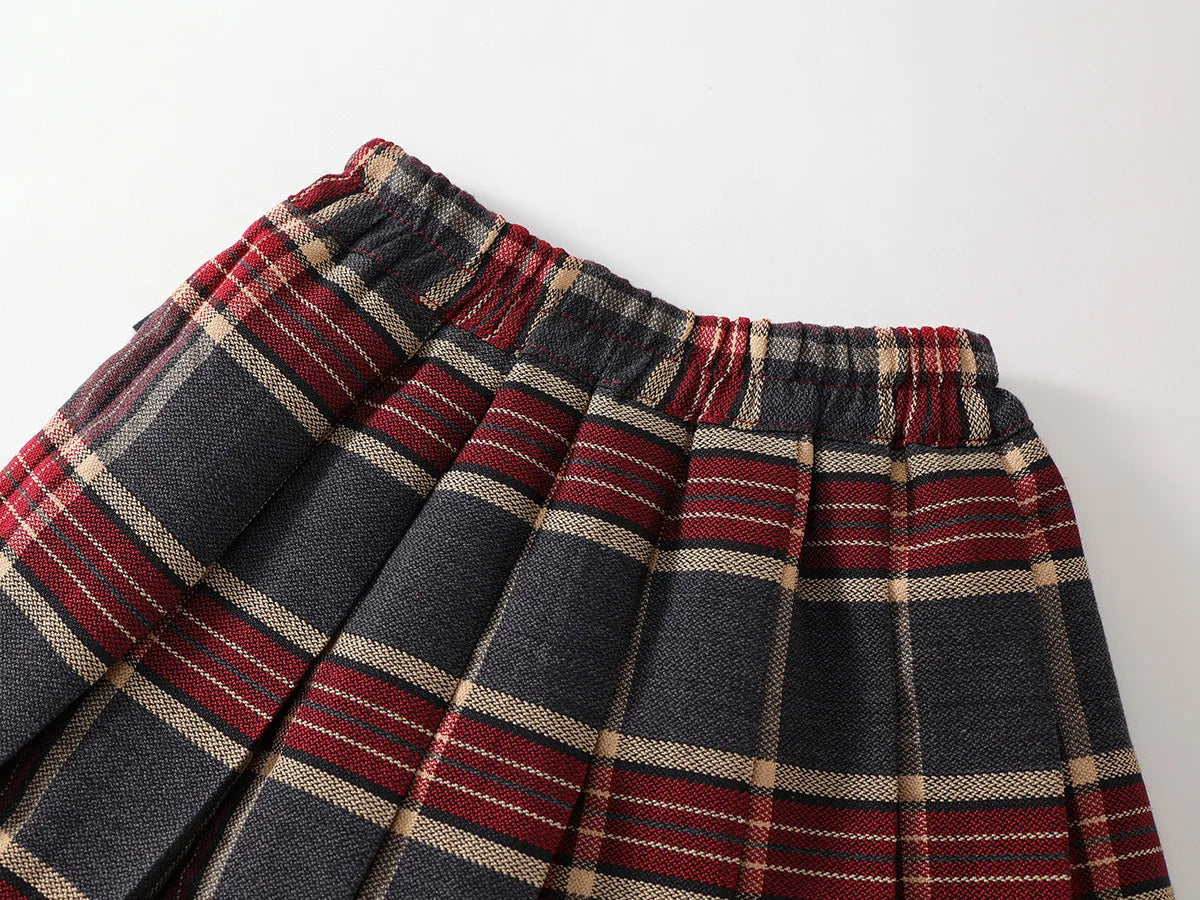 Summer Children Girls Pleated Skirts Elastic Waist Infant Babys Girls Skirts British Style Kids Girls Dress Casual Belle Skirts