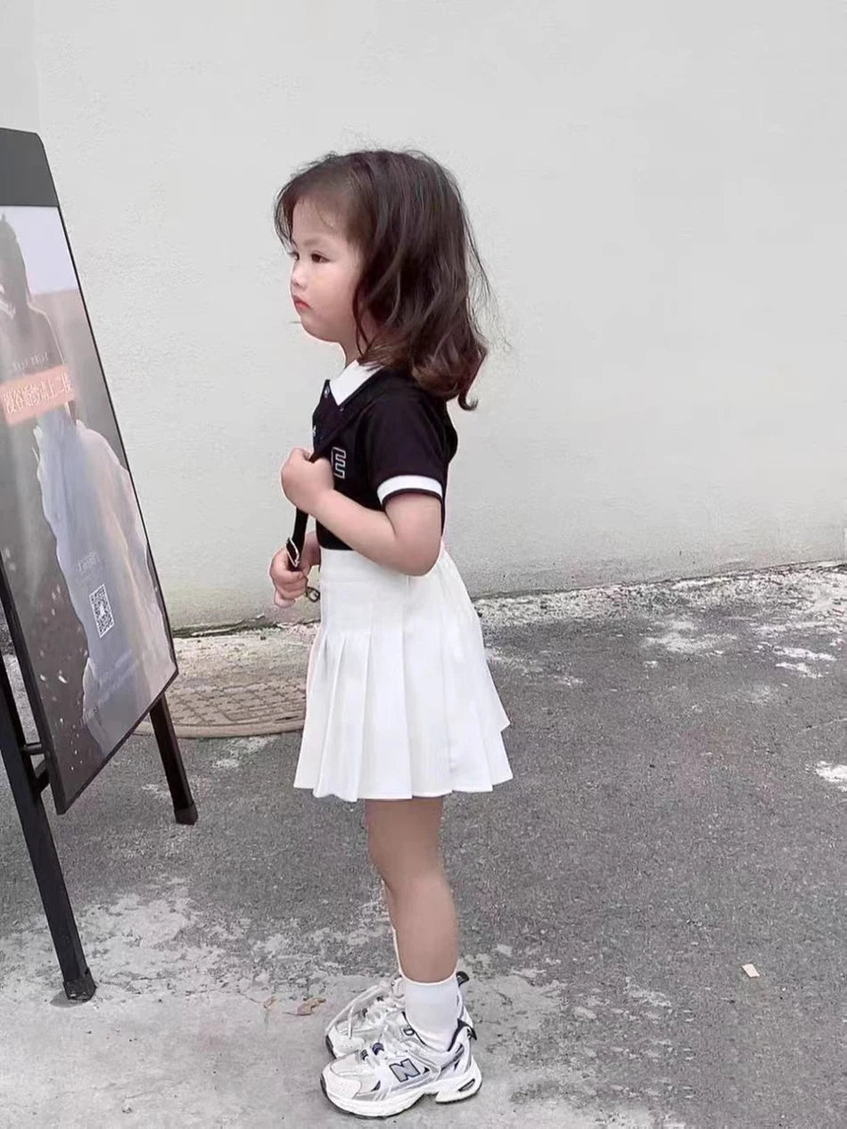 Teen Girl Summer Dress Kids Fashion Solid Color Pleated High Waist A-Line Skirt Children Casual Elastic Waist Mini Skirt Bottoms