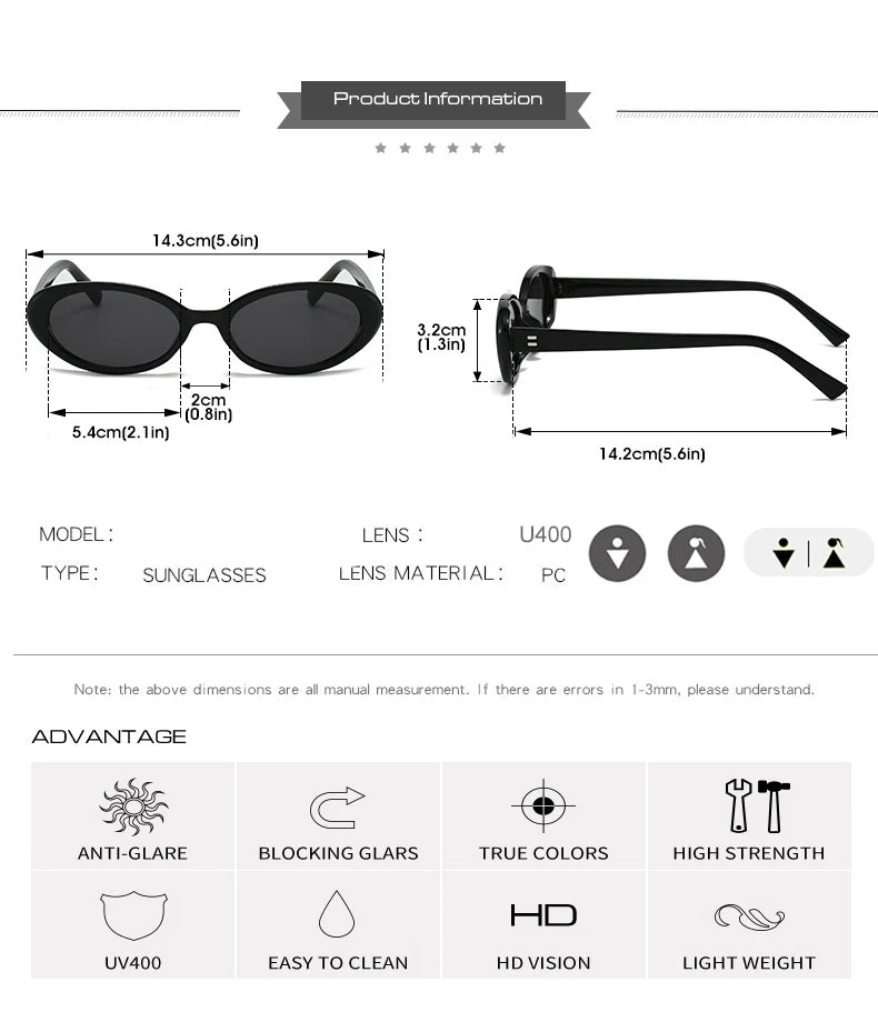 Retro Vintage Oval Sunglasses Woman 2024 Brand Designer Round Sun Glasses Men UV400 Punk Style Luxury Eyewear Female Oculus