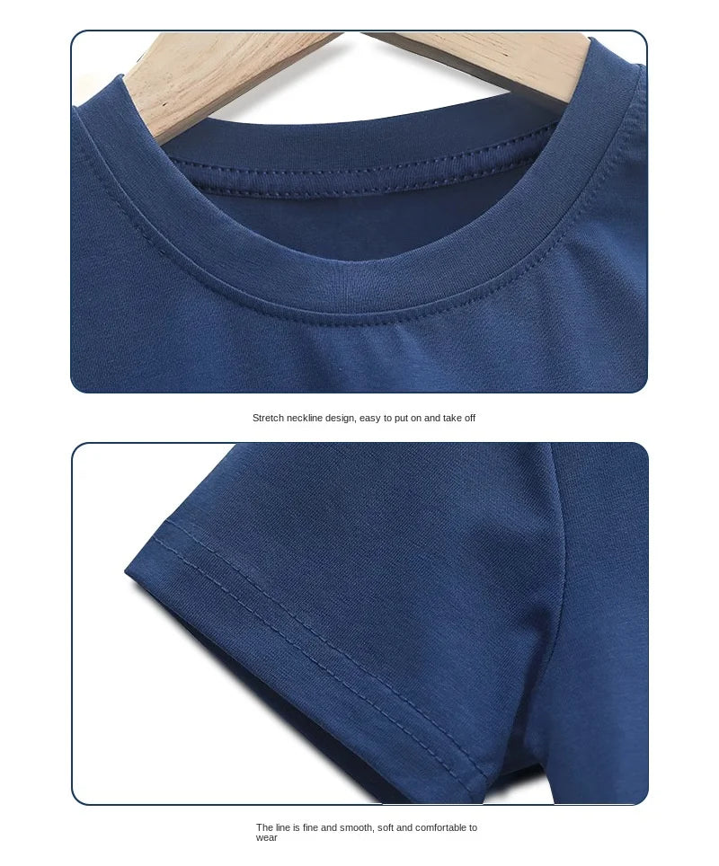 New Summer Children's T-shirts for Boys and Girls Round Neck Casual Short Sleeves for Kids Student Fashion Tops