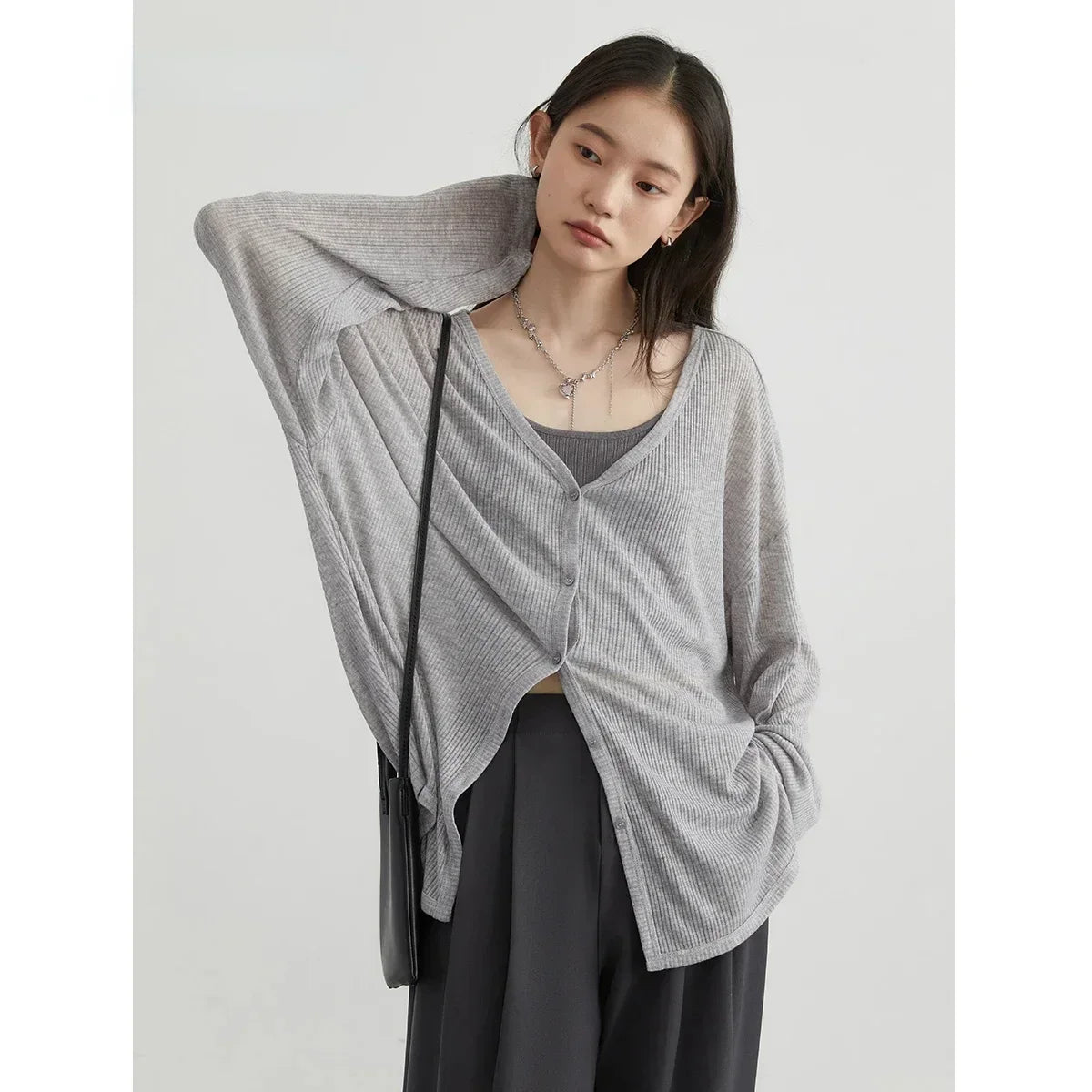 Women's Lightweight V-Neck Long Sleeve Cardigan Top, Sun Protection Spring Summer Autumn Jacket for Casual Daily Outwear