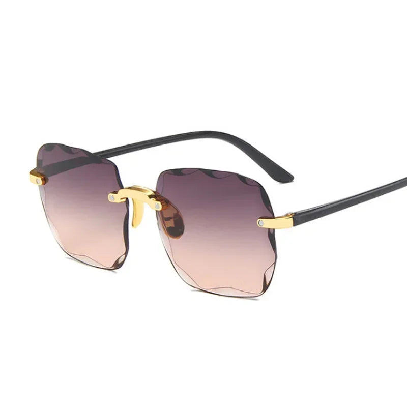 Classic Vintage Square Sunglasses Woman Gradient Mirror Frameless Sun Glasses Female Retro Fashion Rimless Sunglasses