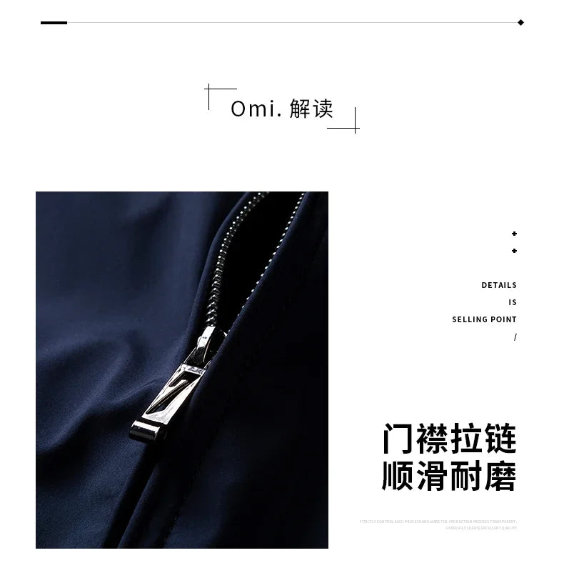 Fashion Men Jacket Solid Color Mid-aged Elderly Men Long Sleeve Zipper Luxury Formal Business Casual Spring Autumn Men Coat