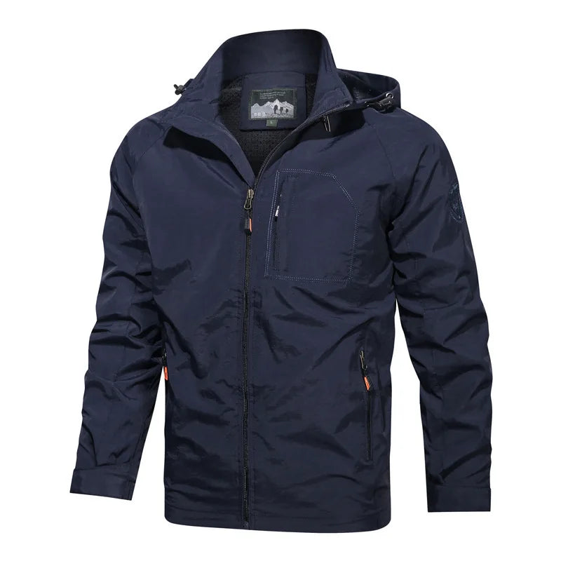 ARC Outdoor Men's, Fishing, Mountain Climbing, Traveling, Solid Color, Skiing, Camping, Waterproof and Breathable Hooded Jacket