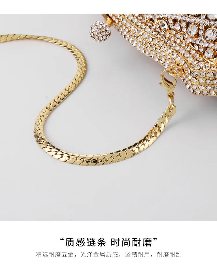 Silver XIYUAN Diamond Woman's Elegant Evening Bag Lady Rhinestone Wedding Banquet Handbag Female Bridal Party Clutch Wallets