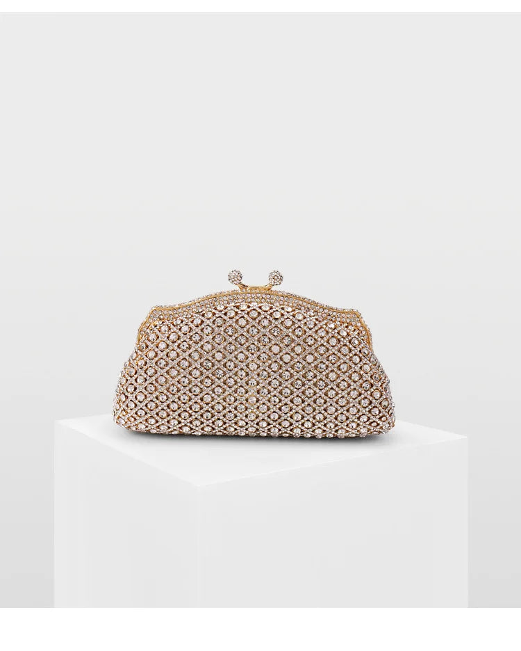Silver XIYUAN Diamond Woman's Elegant Evening Bag Lady Rhinestone Wedding Banquet Handbag Female Bridal Party Clutch Wallets